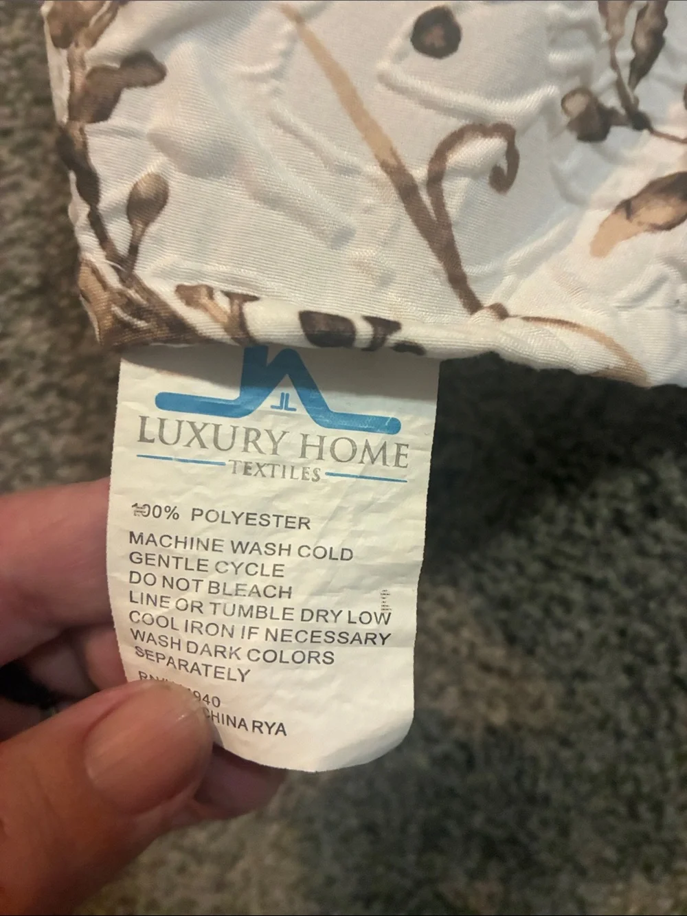 Neutral Cream and Brown Floral Vine Shower Curtain